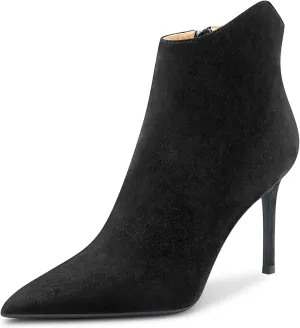 Saekcted Women Stiletto High Heel Pointed Toe Ankle Boots Short Bootie Classic Slip-on Office Party Boots 3.9 Inches Heels