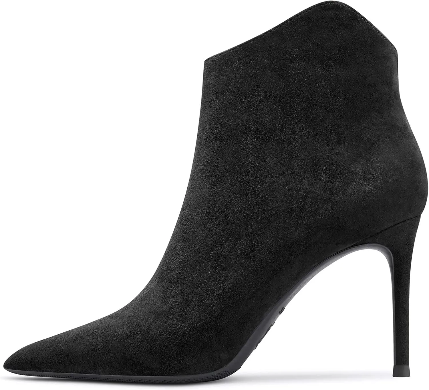 Saekcted Women Stiletto High Heel Pointed Toe Ankle Boots Short Bootie Classic Slip-on Office Party Boots 3.9 Inches Heels