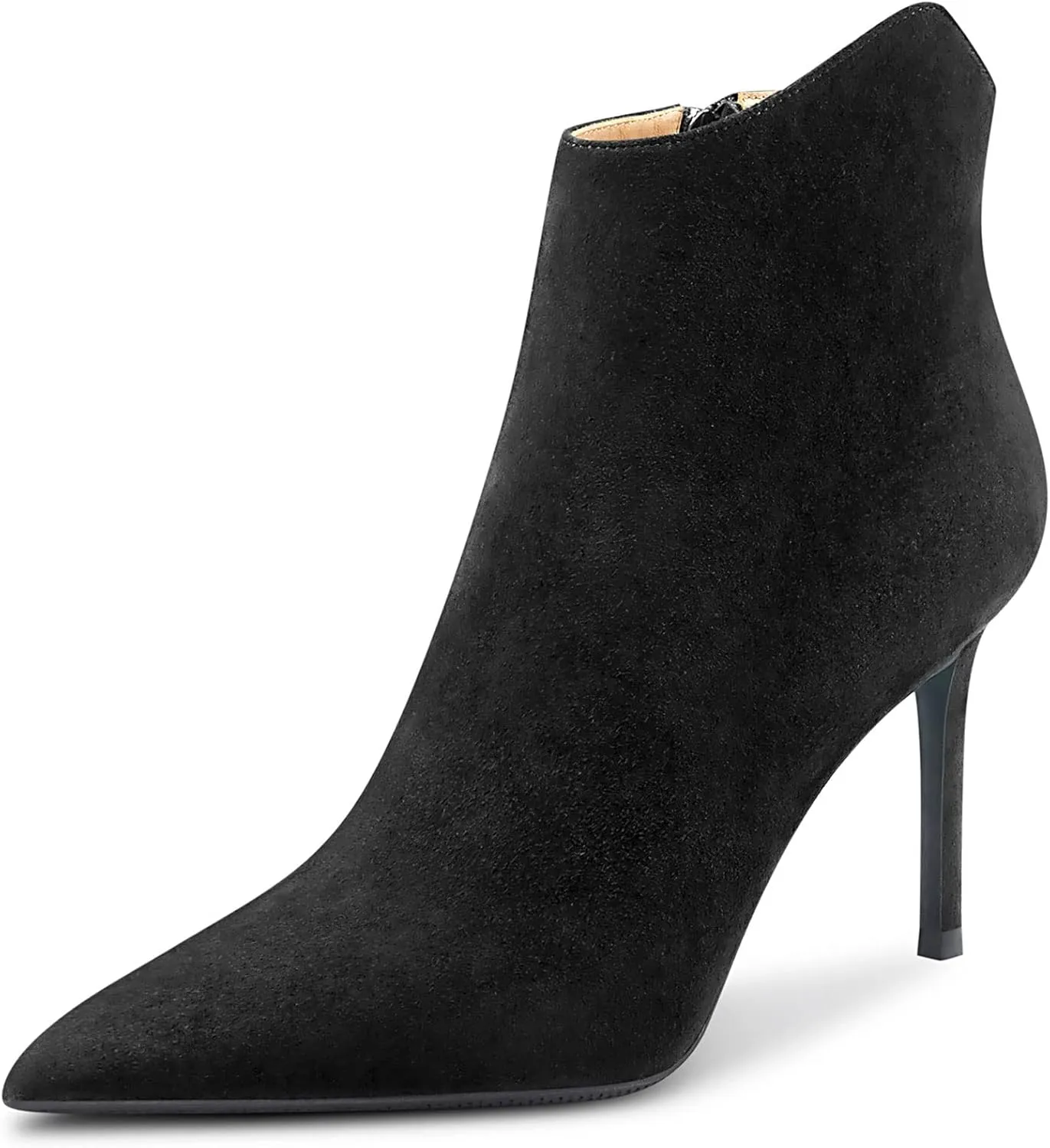 Saekcted Women Stiletto High Heel Pointed Toe Ankle Boots Short Bootie Classic Slip-on Office Party Boots 3.9 Inches Heels