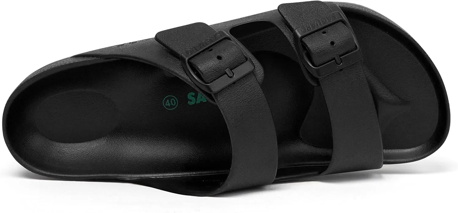 SAGUARO Men's Women's Comfort Double Buckle Sandals Lightweight Adjustable EVA Sandals with Rubble Sole