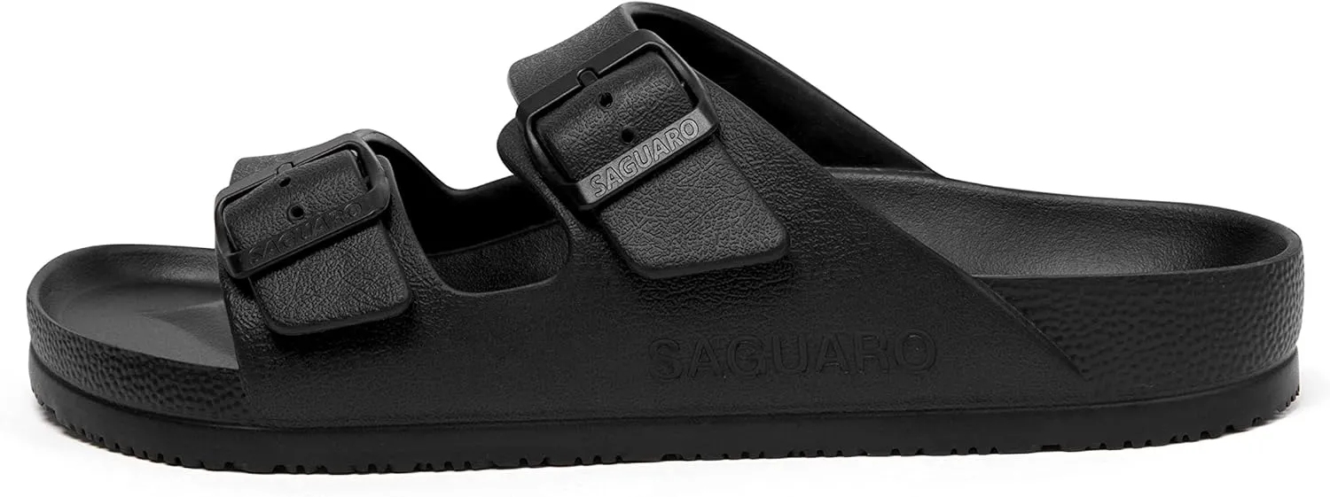 SAGUARO Men's Women's Comfort Double Buckle Sandals Lightweight Adjustable EVA Sandals with Rubble Sole