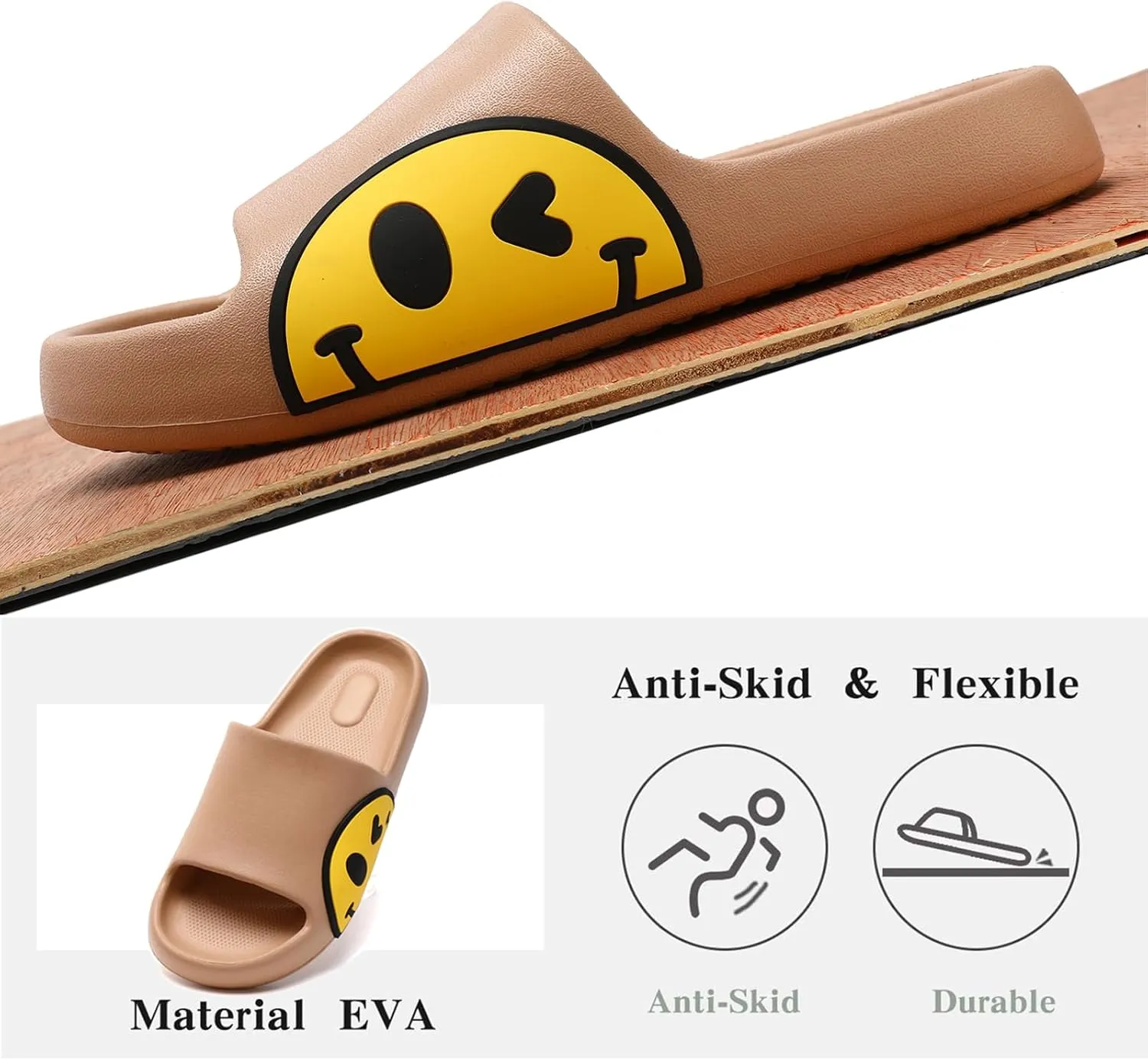 Sandals for Girls and Boys,Mens Slippers Sandals for Women,EVA Anti-Slip Indoor & Outdoor Kids Slippers Smile Face Open Toe Spa Bath Pool Gym House Casual Shower Shoes