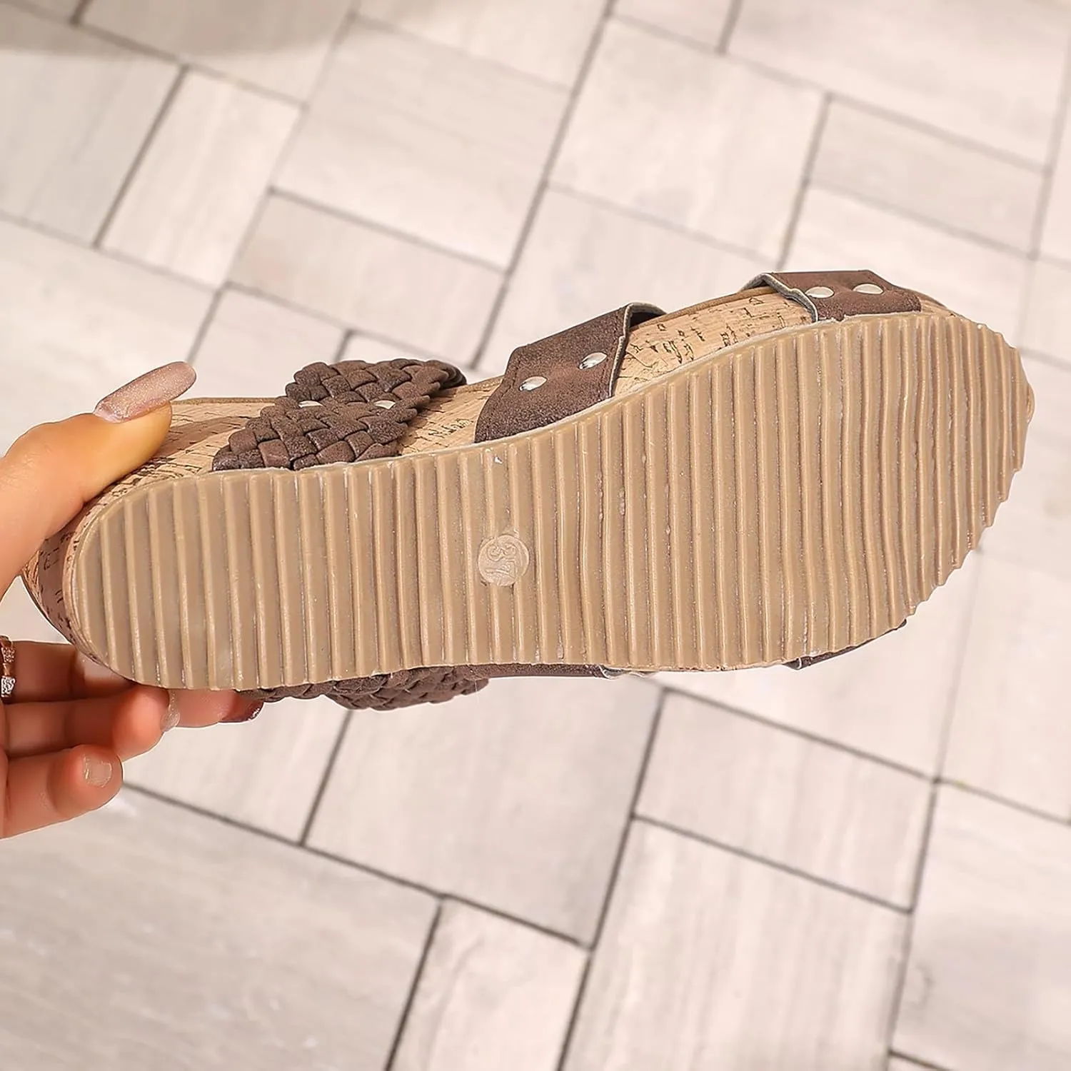 Sandals for Women 2025 Dressy Thick Sole Non-Slip Wedges Heels For Womens Cushion Slip On Lightweight Platform Sandal
