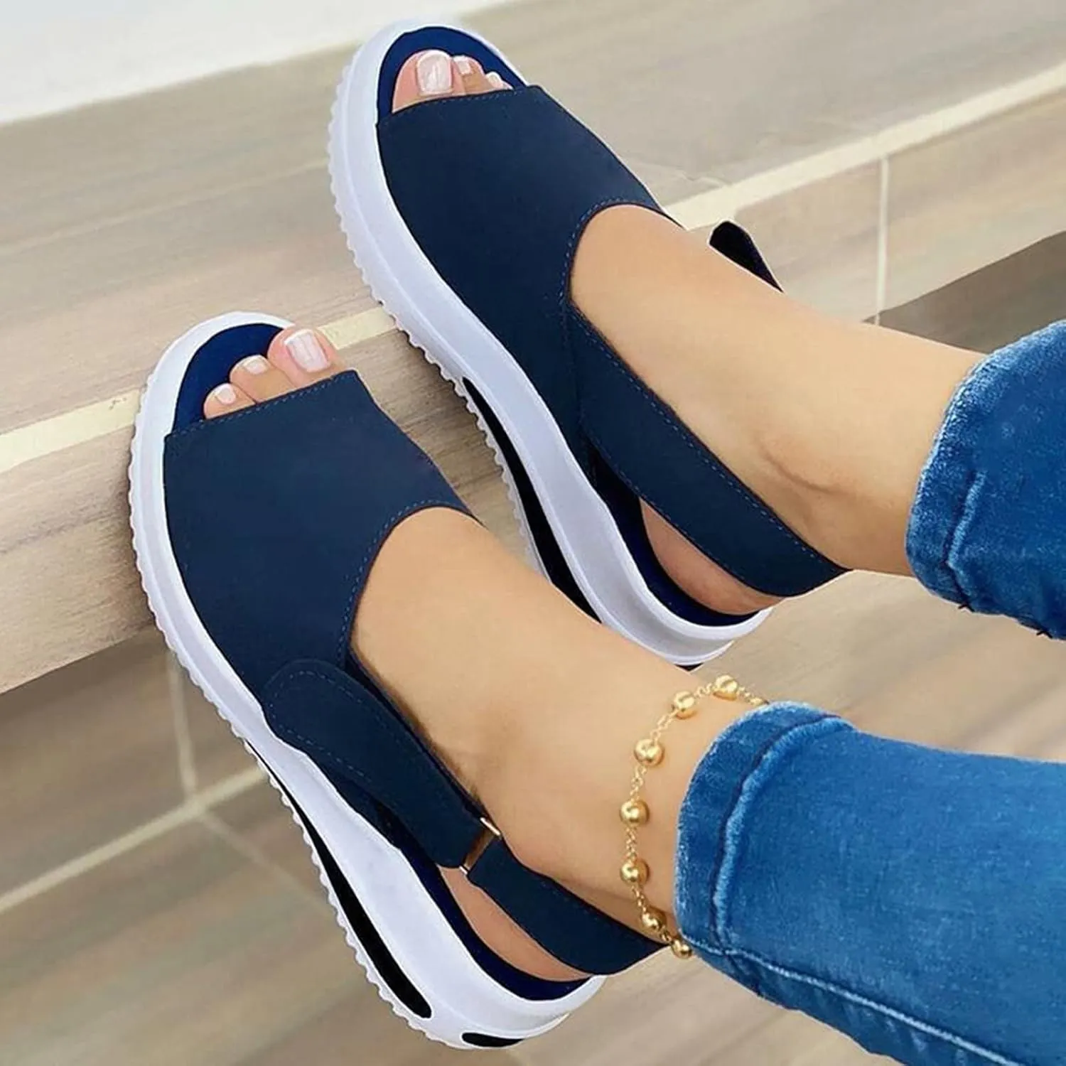 Sandals for Women Dressy, Summer Sandals for Women Strappy Platform Sandals Close Toe Wedge Shoes Comfy Sandals