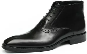 Santimon Chelsea Boots Men Black Dress Formal Brogues Boots Leather Oxfords Boots Fashion Comfort Casual Zipper Ankle Boots