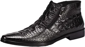 Santimon Mens Boot Zipper Ankle Dress Patent Leather Formal Boots Fashion Black Red