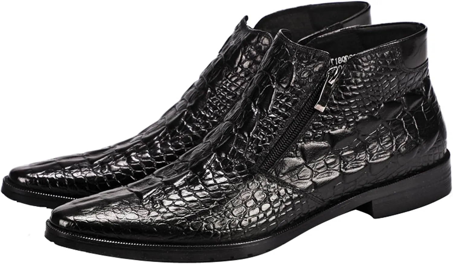 Santimon Mens Boot Zipper Ankle Dress Patent Leather Formal Boots Fashion Black Red