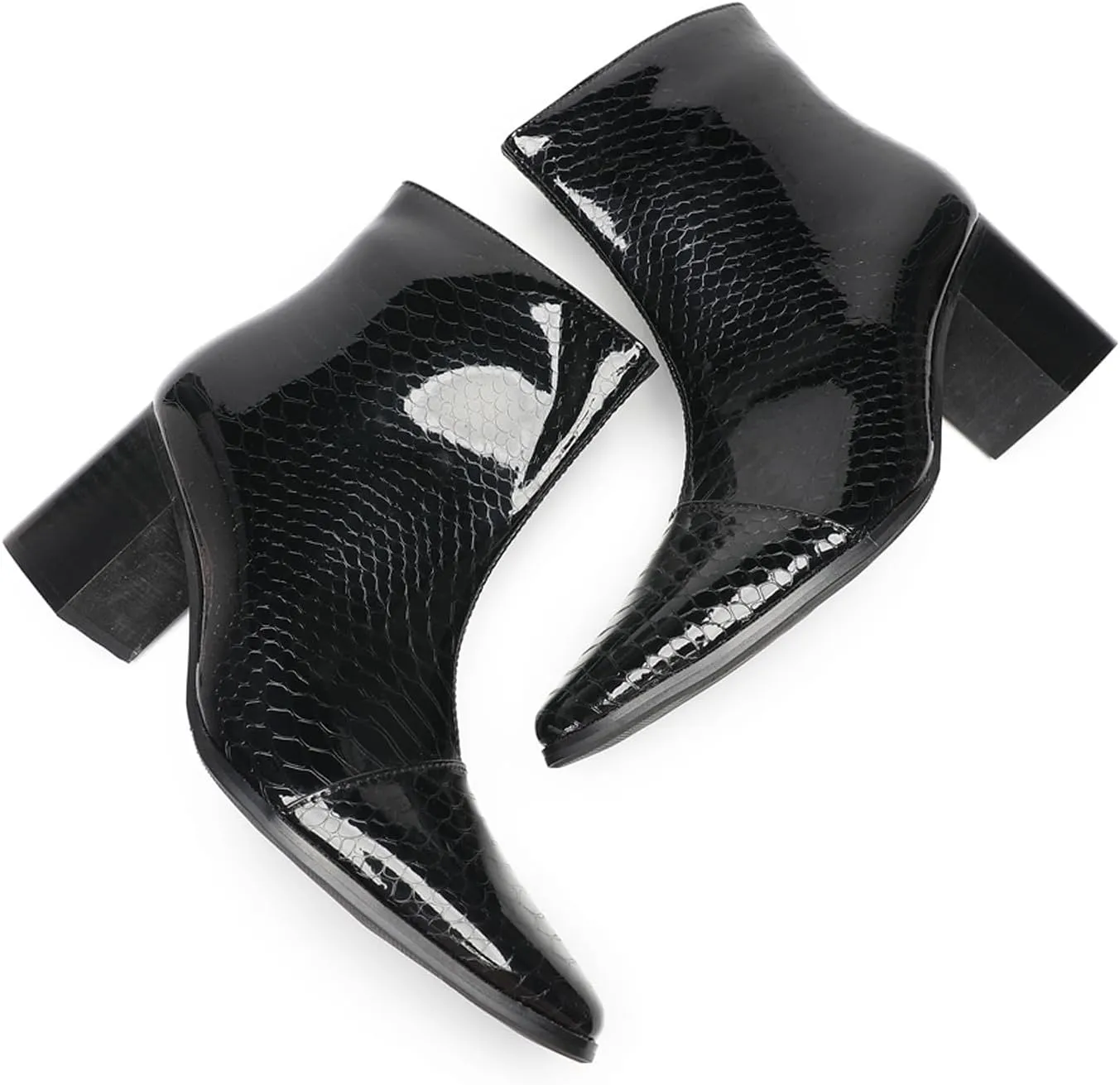 Santimon Mens Boots Dress Casual Chelsea Boots Fashion Patent Leather Cowboy Western Heel Boots Prom Wedding Zipper Motorcycle Ankle Boots for Men