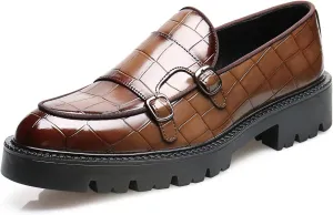 Santimon Mens Loafers Casual Dress Slip On for Men Patent Leather Smoking Plaid Penny Loafes Tuexdo Wedding Mocasines Formal Business Prom Shoes
