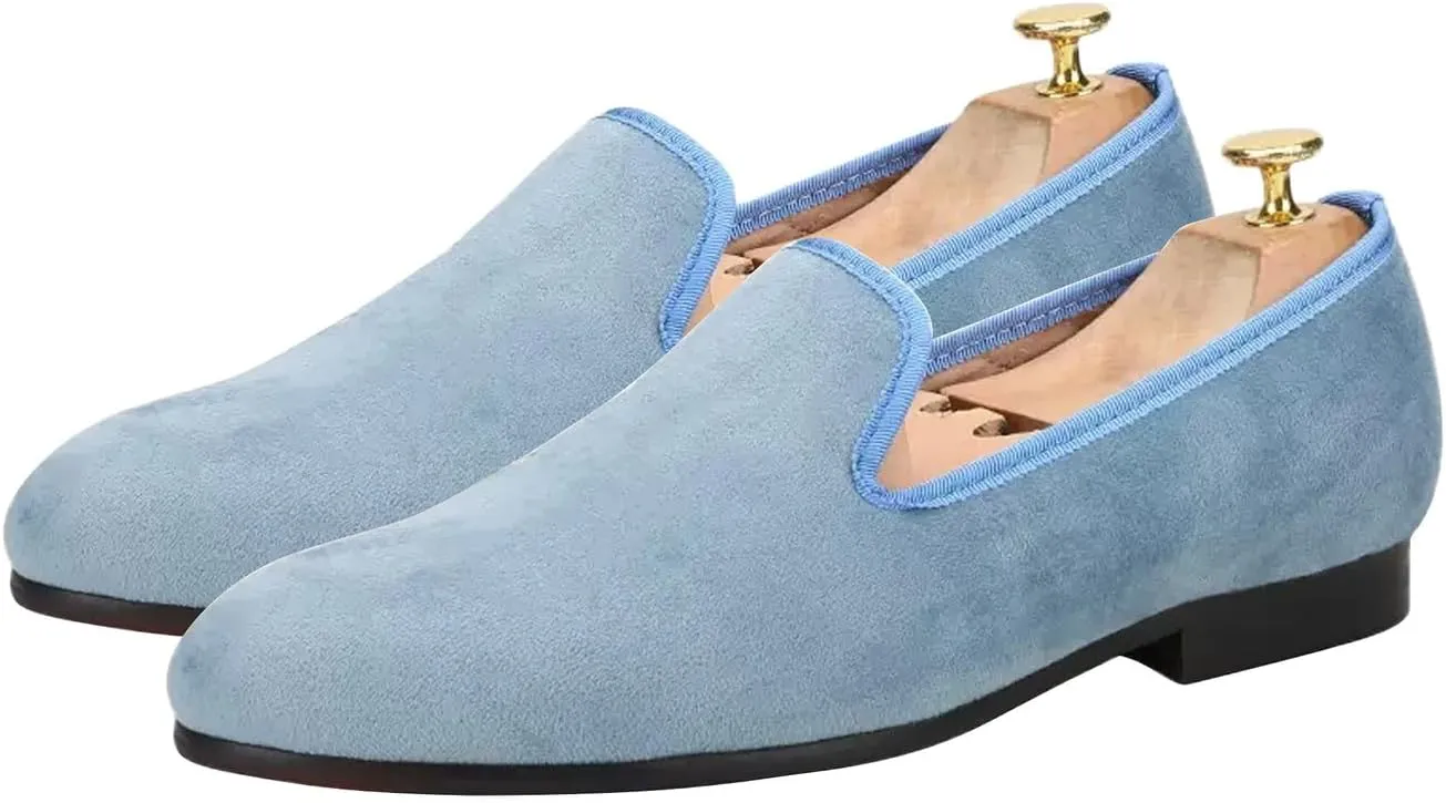 Santimon Men's Loafers Prom Wedding Dress Velvet Slip On Penny Loafers Fashion Tuxedo Casual Business Luxury Shoes Smoking Party Disco Moccasins for Men Boy