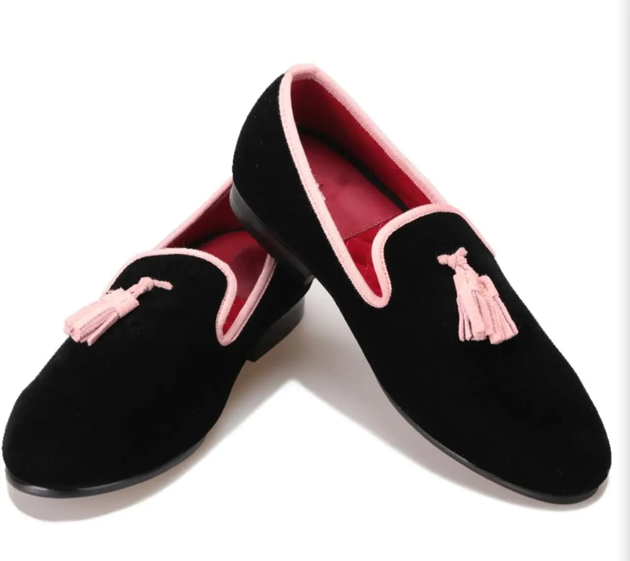 Santimon Mens Tassel Loafers Slip On Wedding Dress Velvet Penny Loafers Fashion Tuxedo Formal Business Casual Luxury Prom Shoes Smoking Party Ballroom Disco Moccasins for Men