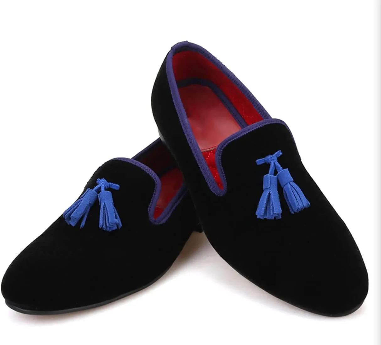 Santimon Mens Tassel Loafers Slip On Wedding Dress Velvet Penny Loafers Fashion Tuxedo Formal Business Casual Luxury Prom Shoes Smoking Party Ballroom Disco Moccasins for Men