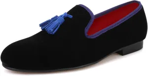 Santimon Mens Tassel Loafers Slip On Wedding Dress Velvet Penny Loafers Fashion Tuxedo Formal Business Casual Luxury Prom Shoes Smoking Party Ballroom Disco Moccasins for Men