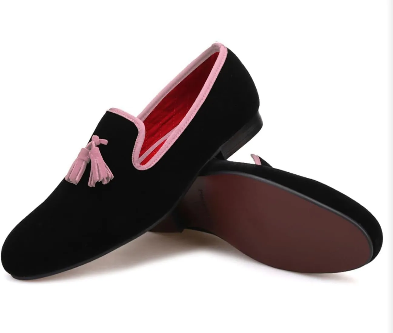 Santimon Mens Tassel Loafers Slip On Wedding Dress Velvet Penny Loafers Fashion Tuxedo Formal Business Casual Luxury Prom Shoes Smoking Party Ballroom Disco Moccasins for Men