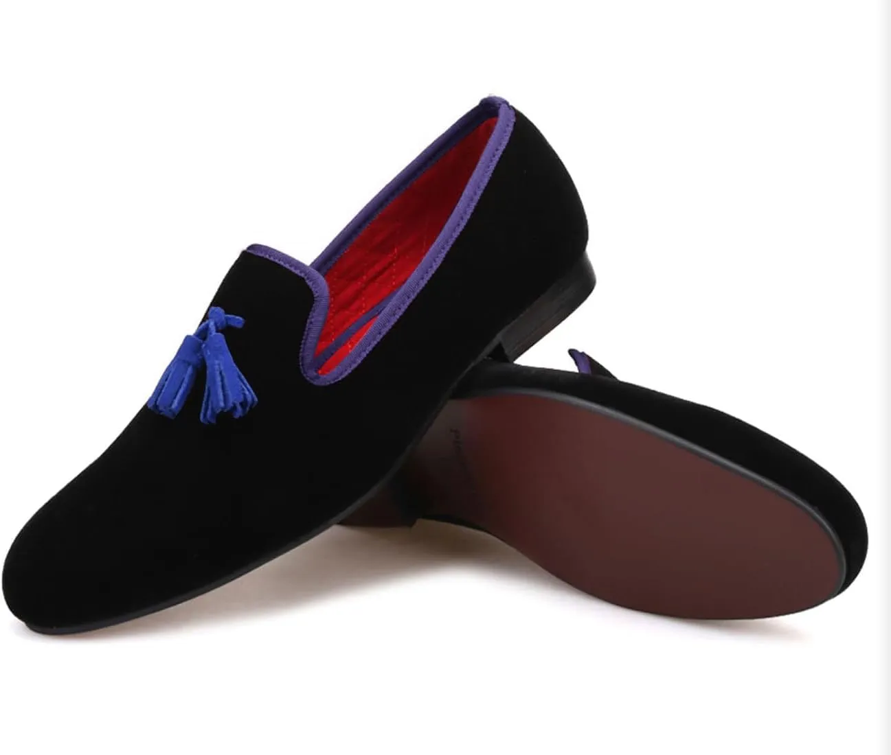 Santimon Mens Tassel Loafers Slip On Wedding Dress Velvet Penny Loafers Fashion Tuxedo Formal Business Casual Luxury Prom Shoes Smoking Party Ballroom Disco Moccasins for Men