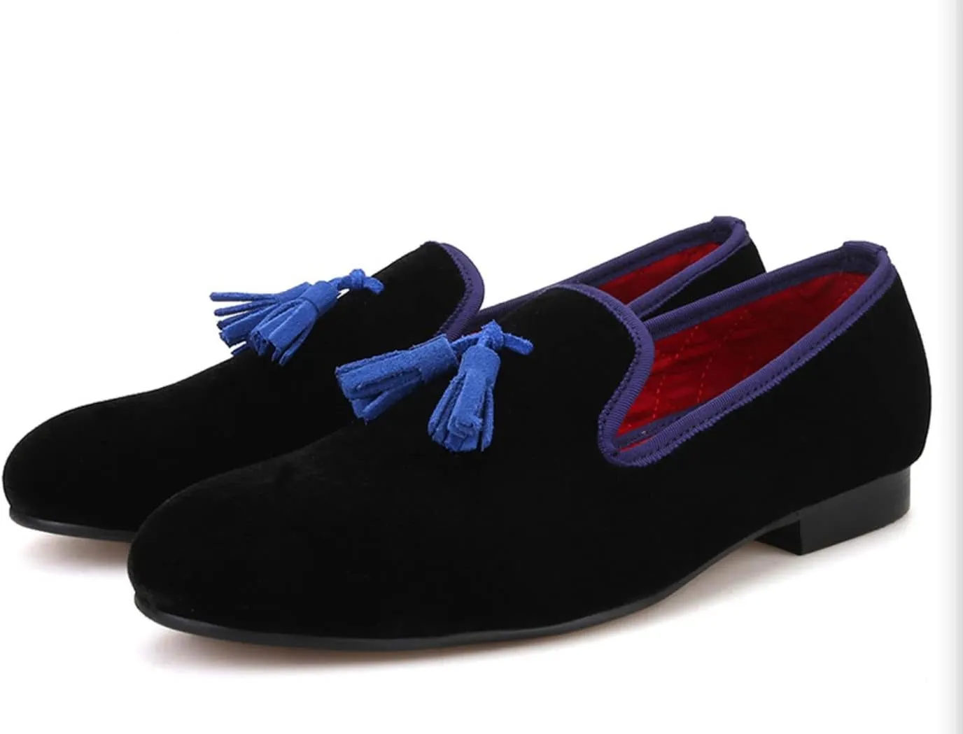 Santimon Mens Tassel Loafers Slip On Wedding Dress Velvet Penny Loafers Fashion Tuxedo Formal Business Casual Luxury Prom Shoes Smoking Party Ballroom Disco Moccasins for Men