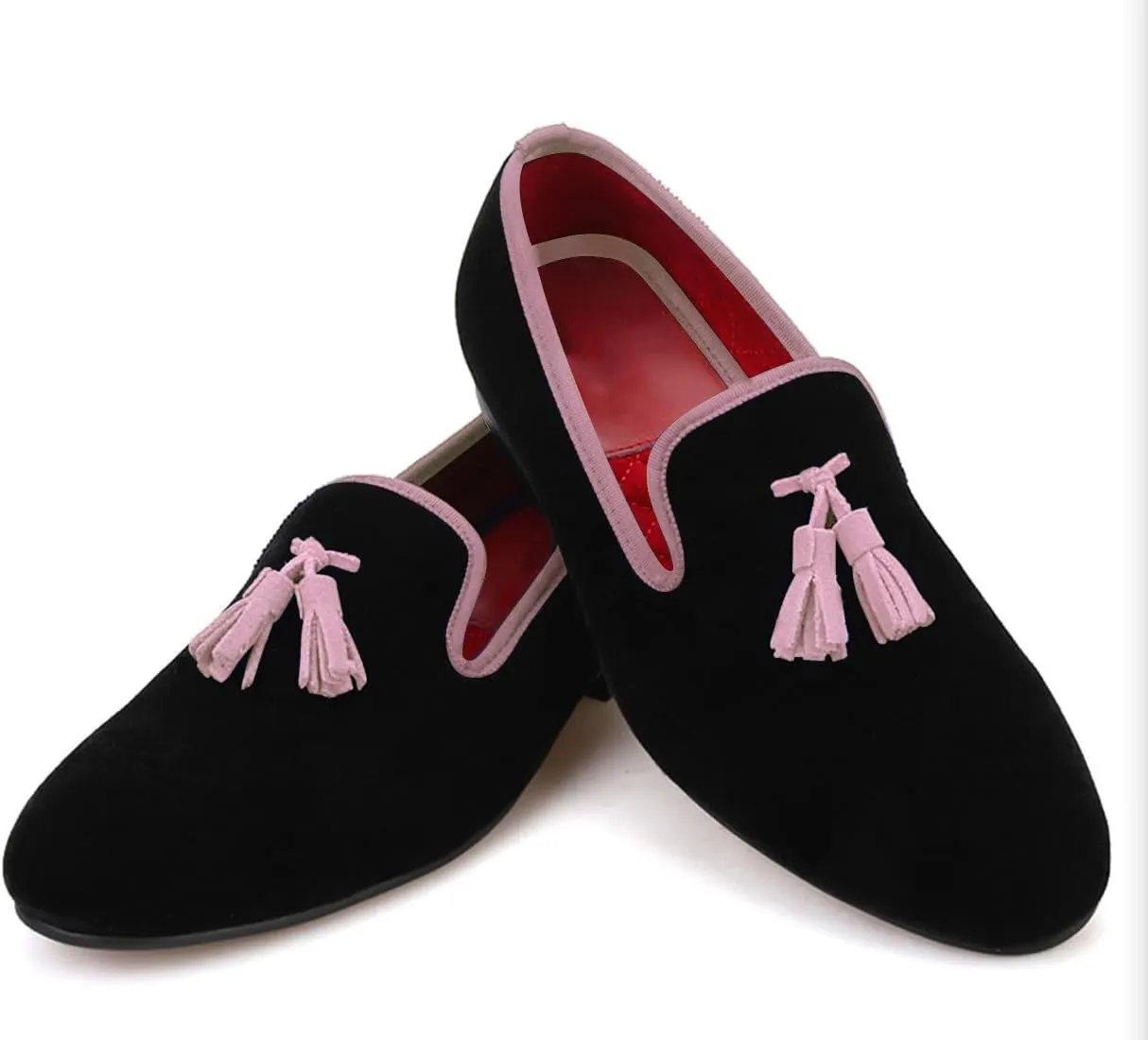 Santimon Mens Tassel Loafers Slip On Wedding Dress Velvet Penny Loafers Fashion Tuxedo Formal Business Casual Luxury Prom Shoes Smoking Party Ballroom Disco Moccasins for Men