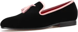Santimon Mens Tassel Loafers Slip On Wedding Dress Velvet Penny Loafers Fashion Tuxedo Formal Business Casual Luxury Prom Shoes Smoking Party Ballroom Disco Moccasins for Men