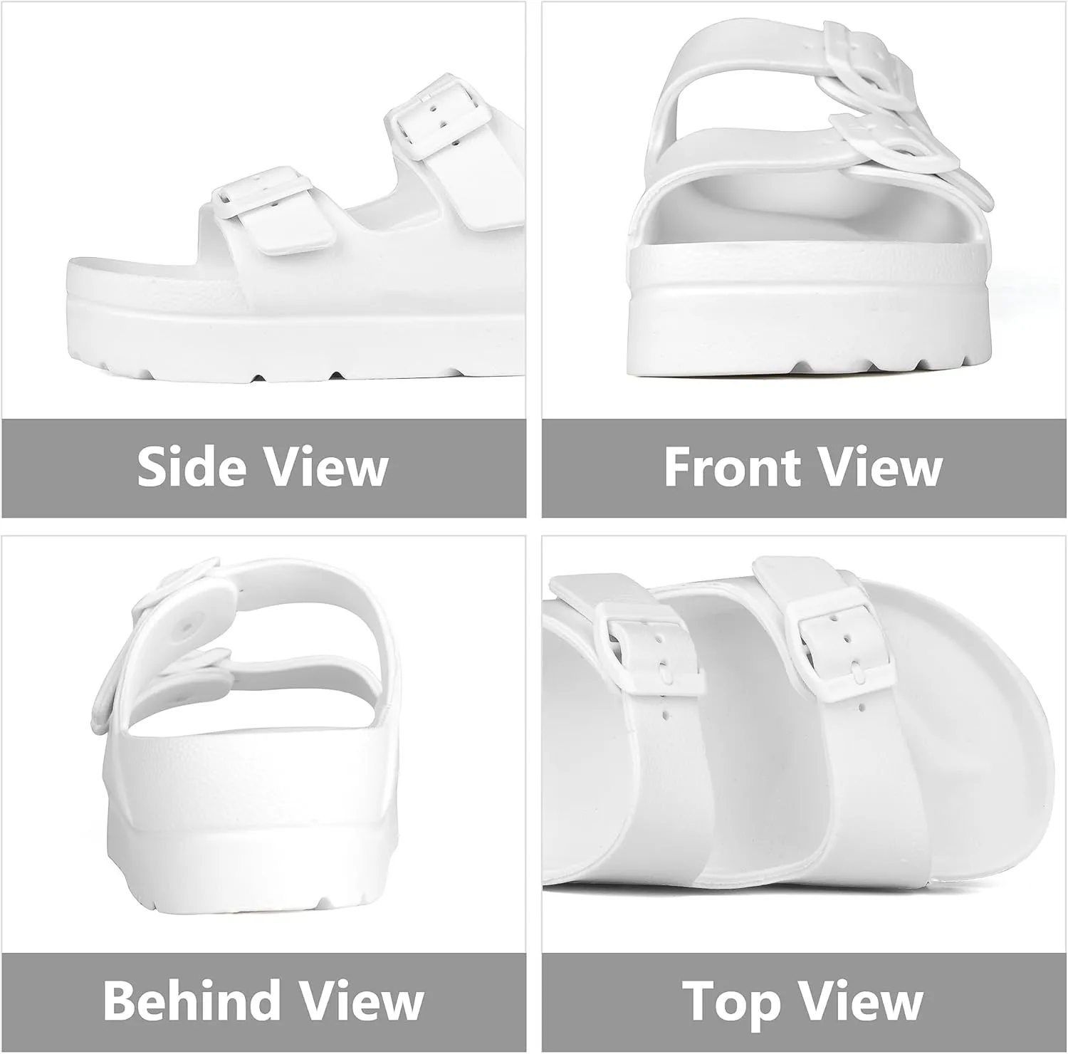 seticeo Women's Platform Sandals with Arch Support丨Foam Slip on Cloud Slides Sandals丨Summer EVA Beach Flat Sandals with Adjustable Buckle丨Thick Soles丨Ultra Cushion