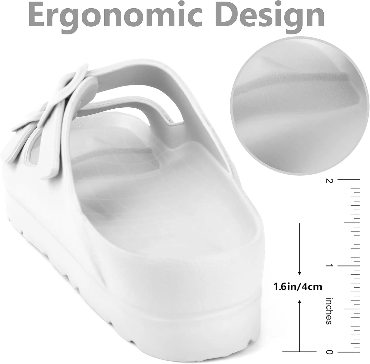 seticeo Women's Platform Sandals with Arch Support丨Foam Slip on Cloud Slides Sandals丨Summer EVA Beach Flat Sandals with Adjustable Buckle丨Thick Soles丨Ultra Cushion