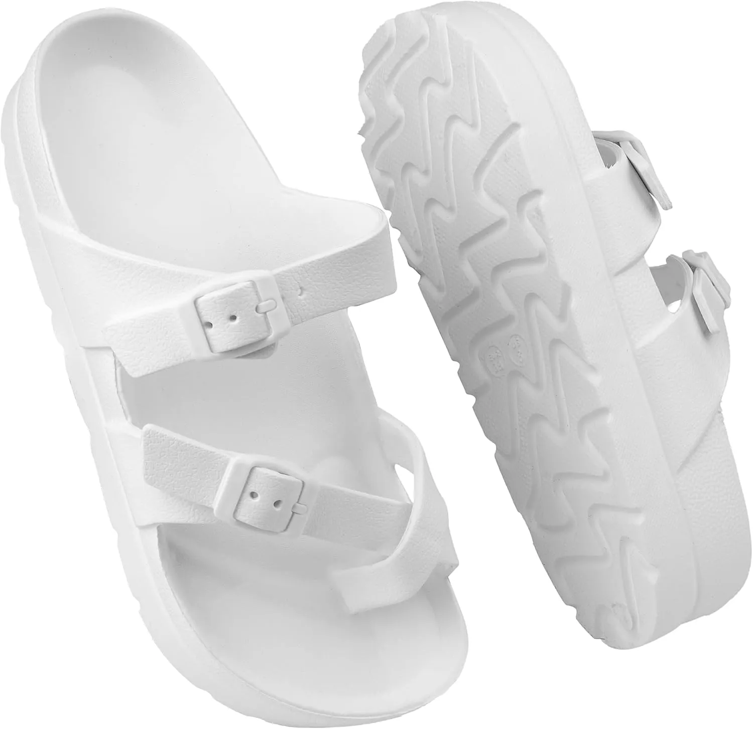 seticeo Women's Platform Sandals with Arch Support丨Foam Slip on Cloud Slides Sandals丨Summer EVA Beach Flat Sandals with Adjustable Buckle丨Thick Soles丨Ultra Cushion