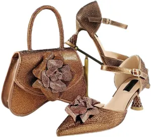 Sexy Peep Toe Wedding Sandals Rhinestone Purse Italian Designer Party Set