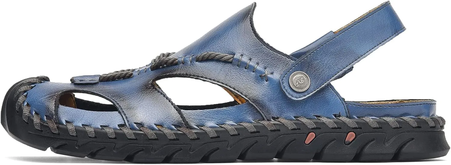 Shaire Men'S Sandals Outdoor Leather Closed Toe Beach Shoes
