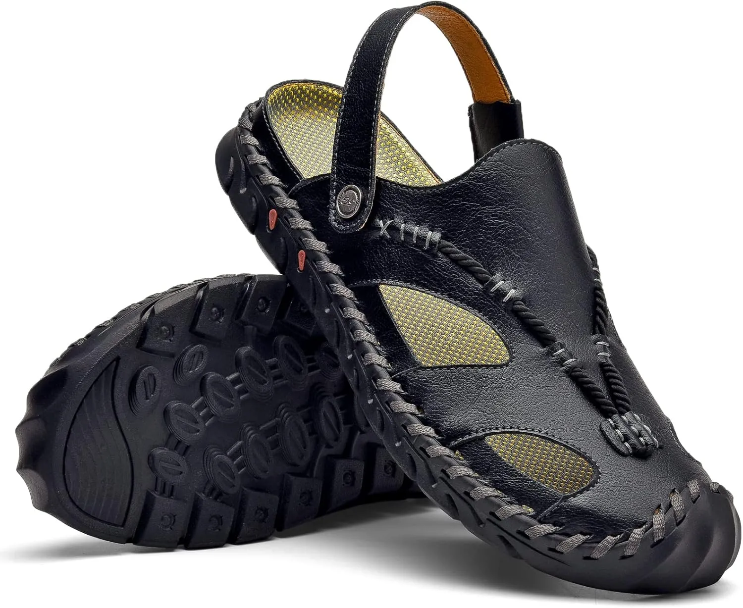 Shaire Men'S Sandals Outdoor Leather Closed Toe Beach Shoes