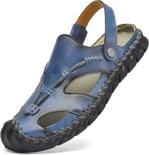 Shaire Men'S Sandals Outdoor Leather Closed Toe Beach Shoes