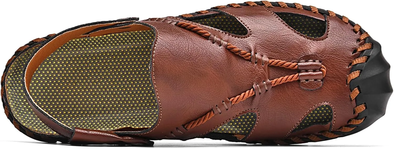 Shaire Men'S Sandals Outdoor Leather Closed Toe Beach Shoes