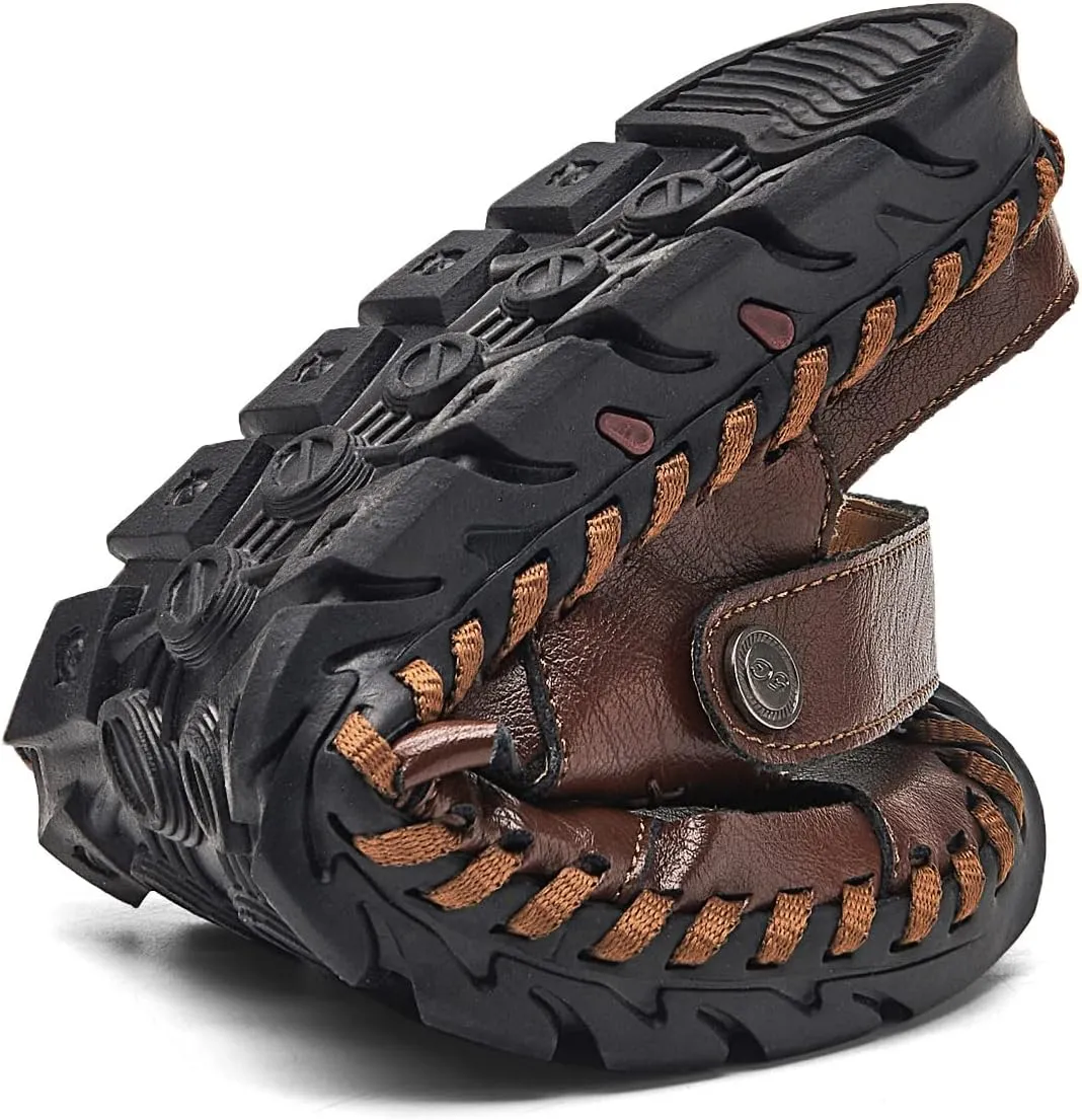 Shaire Men'S Sandals Outdoor Leather Closed Toe Beach Shoes