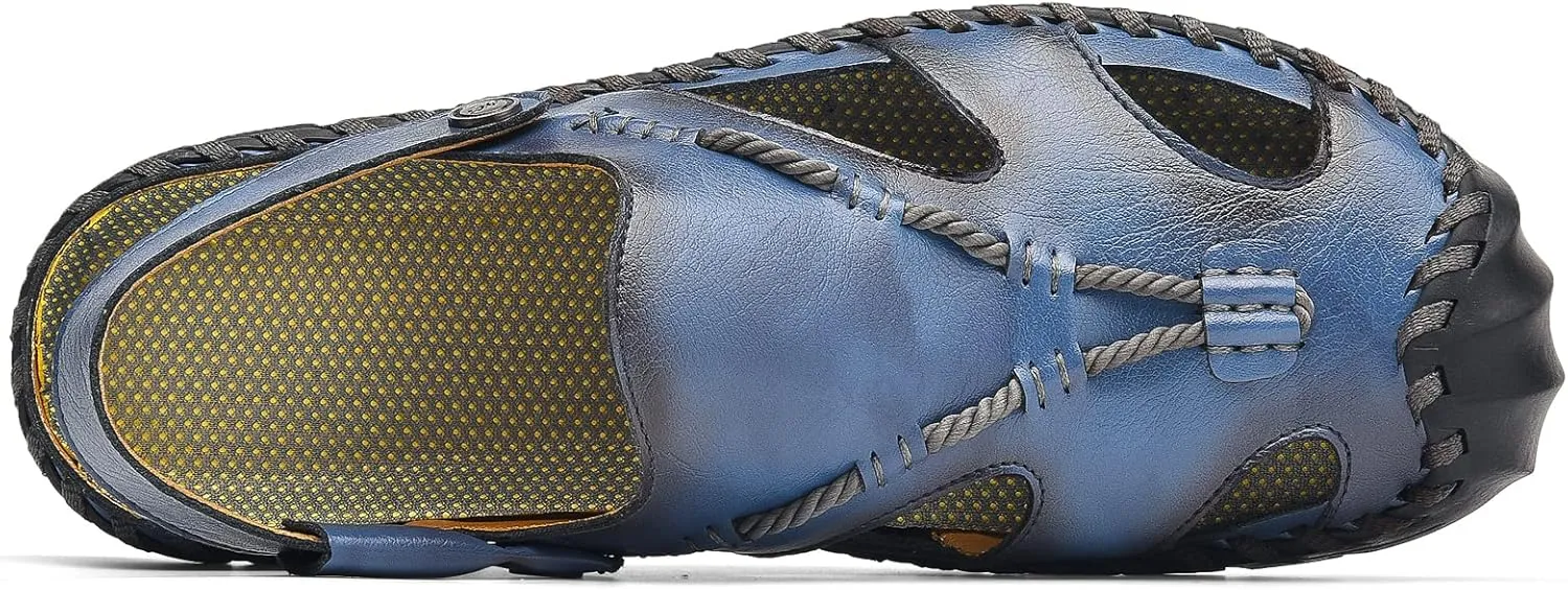 Shaire Men'S Sandals Outdoor Leather Closed Toe Beach Shoes