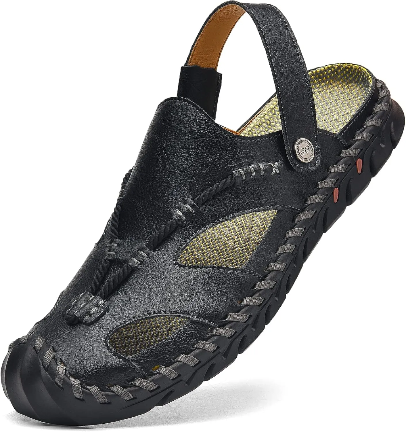 Shaire Men'S Sandals Outdoor Leather Closed Toe Beach Shoes