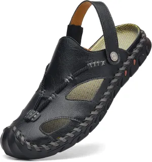 Shaire Men'S Sandals Outdoor Leather Closed Toe Beach Shoes