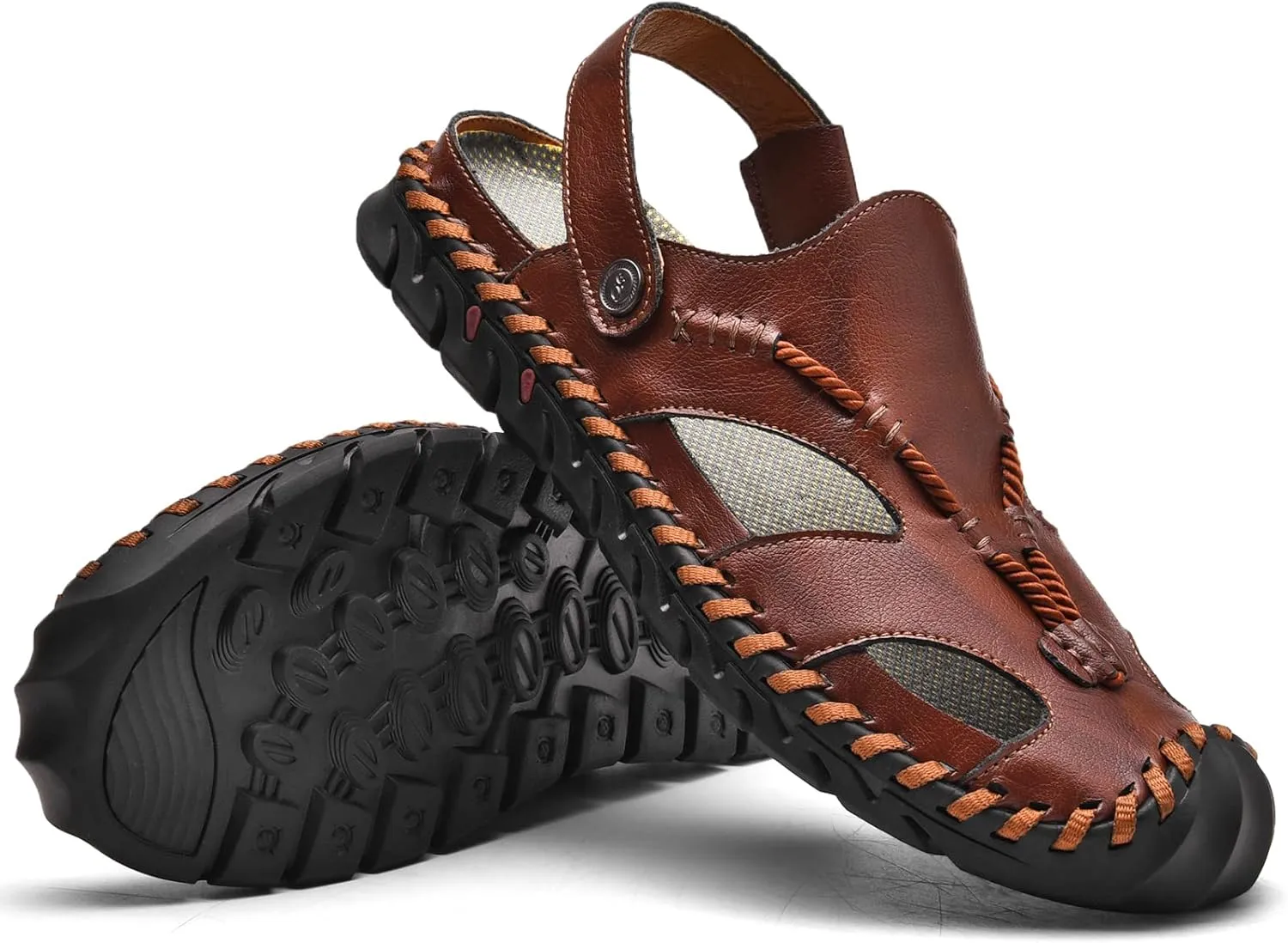 Shaire Men'S Sandals Outdoor Leather Closed Toe Beach Shoes