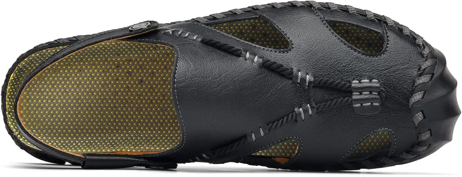 Shaire Men'S Sandals Outdoor Leather Closed Toe Beach Shoes