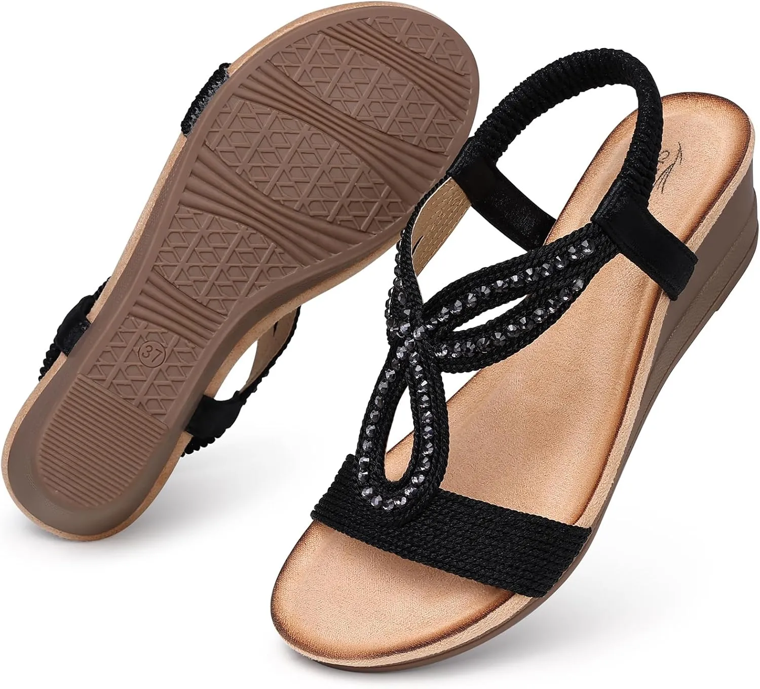SHIBEVER Wedge Sandals for Dressy Women Platform Summer Womens Low Heels Arch Support Sandal