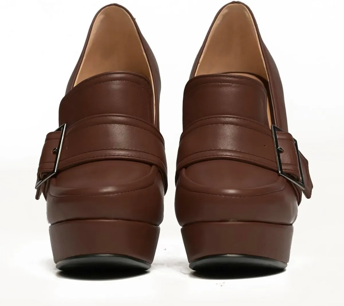 SHODENSE Women Vintage Chunky Platform Loafers Pumps Tassel Round Closed Toe Slip On Suede Block High Heel Dress Loafer Shoes Buckle Strap Oxford Loafers Fringe Pump Dressy Chic Sexy Y2k 4-11 M US
