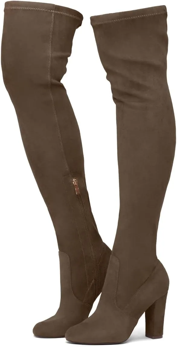 Shoe Land Classify Womens Over the knee Thigh High Boots Chunky Block Heels Long Stretch Fall Dress Boots