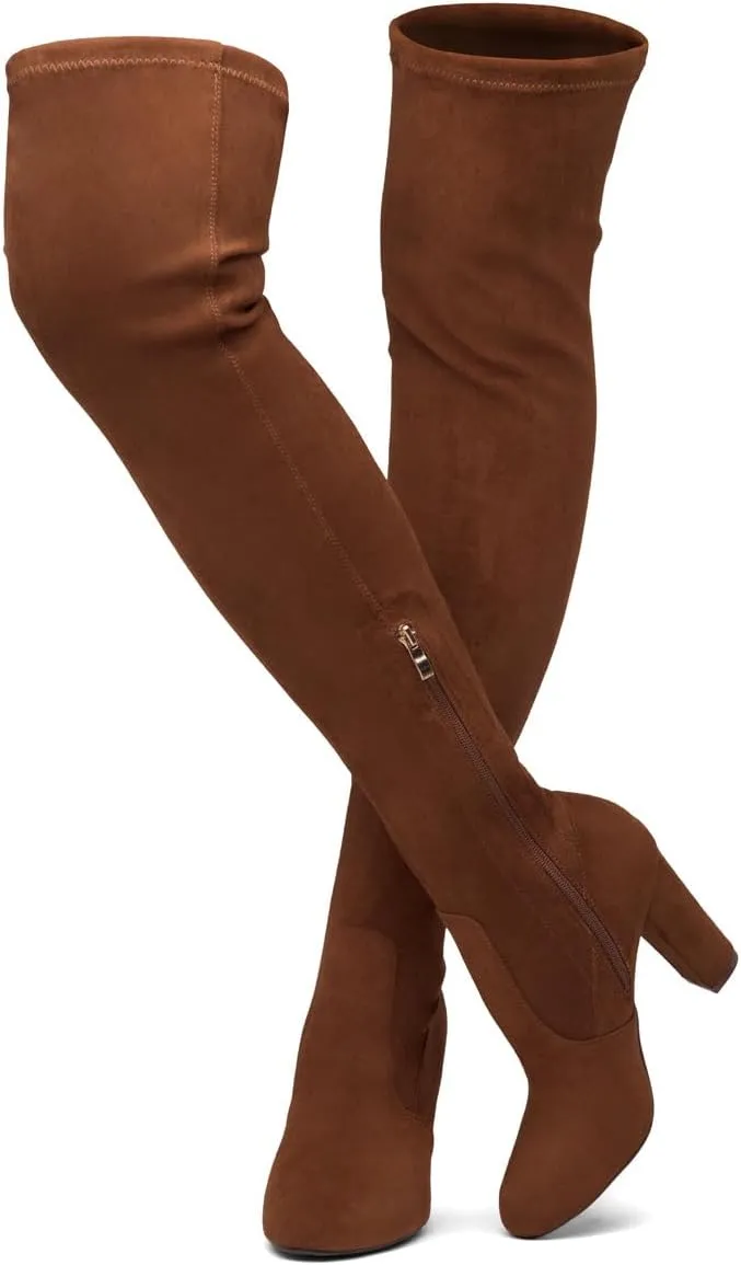 Shoe Land Classify Womens Over the knee Thigh High Boots Chunky Block Heels Long Stretch Fall Dress Boots