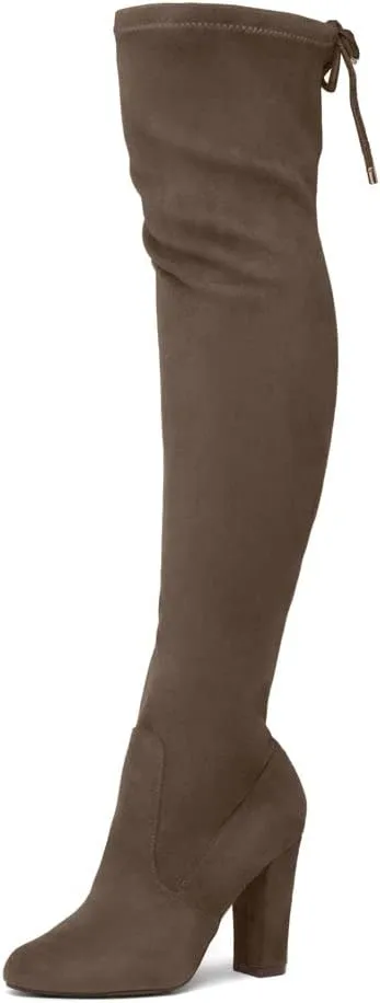 Shoe Land Classify Womens Over the knee Thigh High Boots Chunky Block Heels Long Stretch Fall Dress Boots