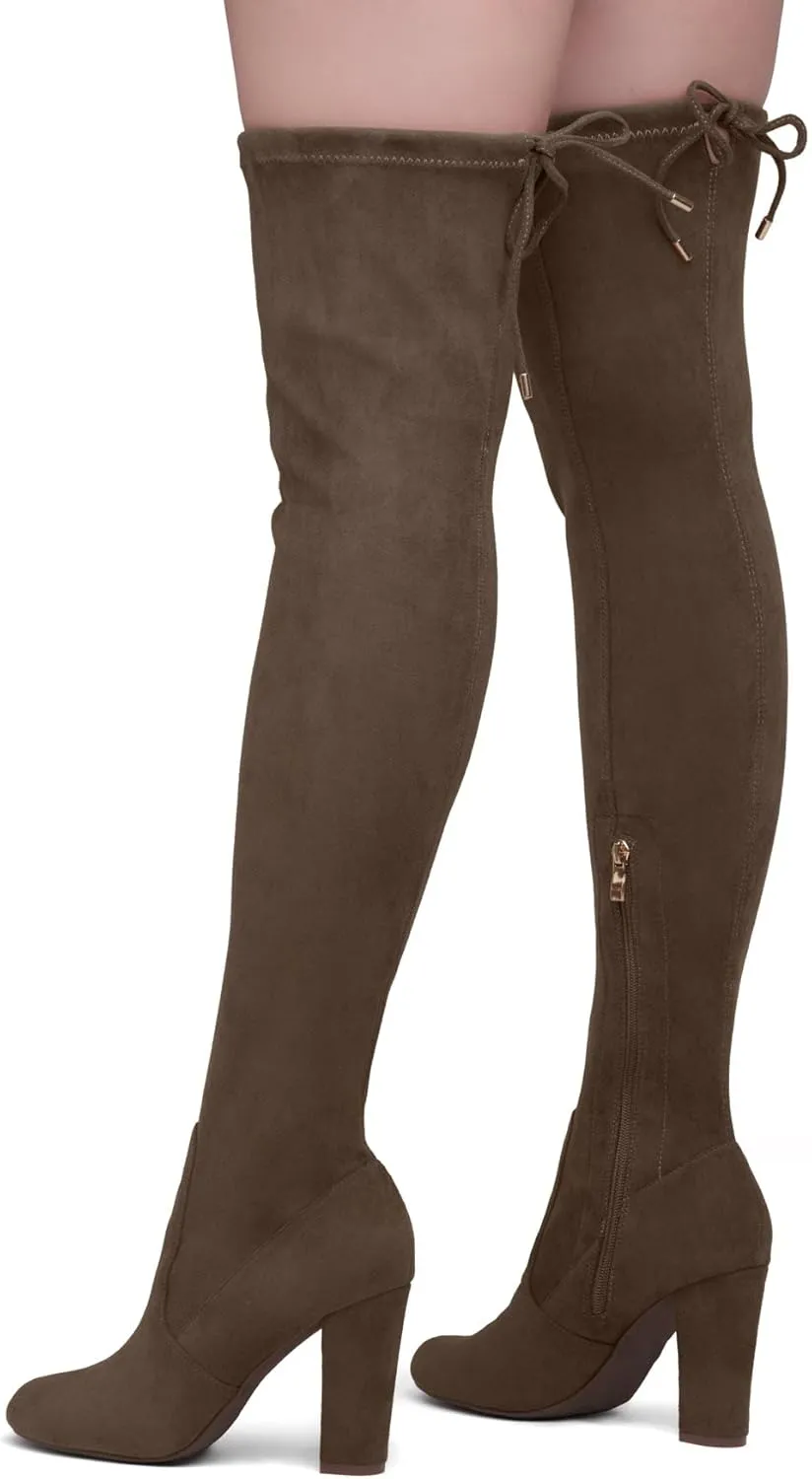 Shoe Land Classify Womens Over the knee Thigh High Boots Chunky Block Heels Long Stretch Fall Dress Boots