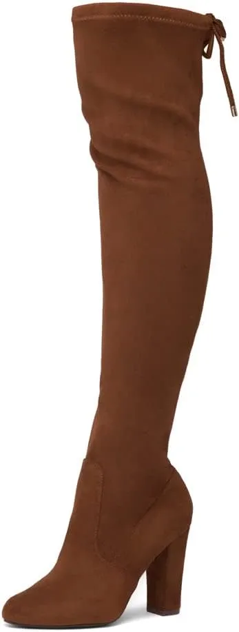Shoe Land Classify Womens Over the knee Thigh High Boots Chunky Block Heels Long Stretch Fall Dress Boots