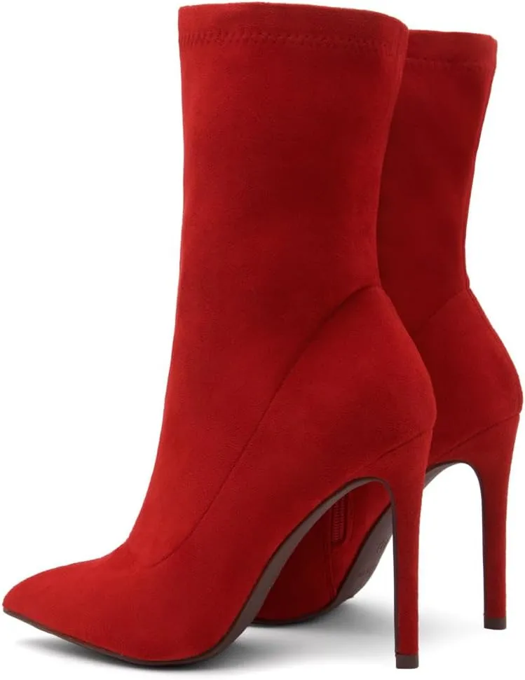 Shoe Land SLJessenie-L Women’s Pointed Toe Stiletto High Heel Ankle Booties Fashion Stretch Dress Boots