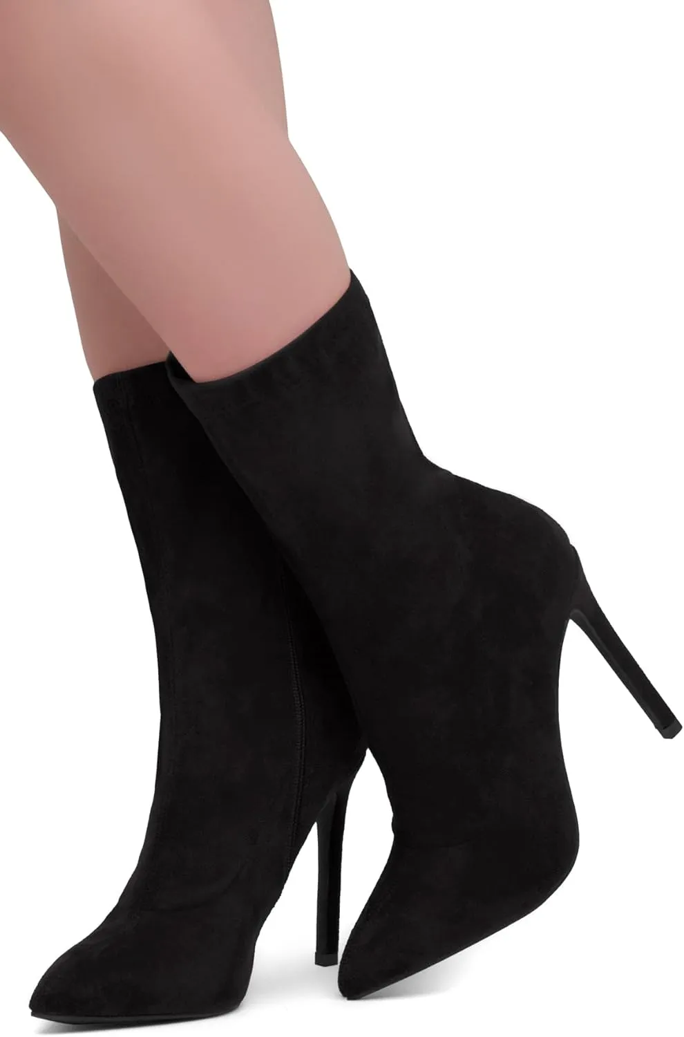Shoe Land SLJessenie-L Women’s Pointed Toe Stiletto High Heel Ankle Booties Fashion Stretch Dress Boots