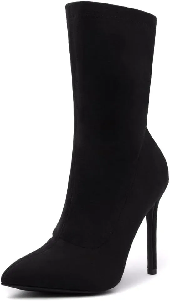 Shoe Land SLJessenie-L Women’s Pointed Toe Stiletto High Heel Ankle Booties Fashion Stretch Dress Boots