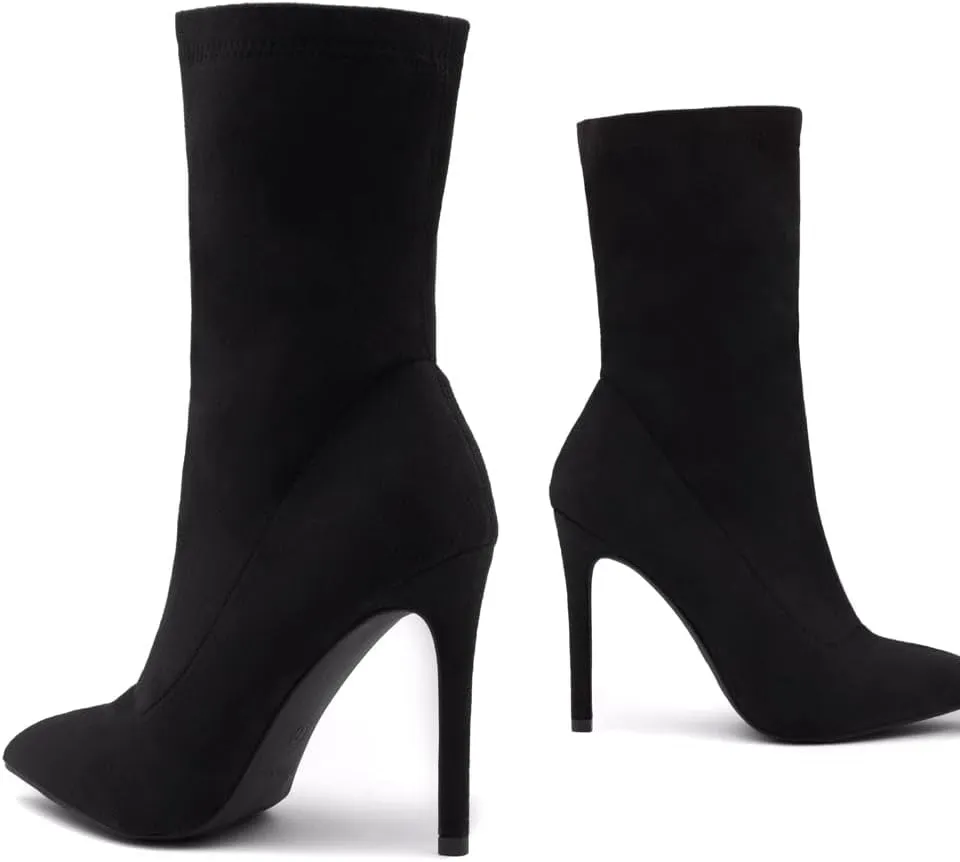 Shoe Land SLJessenie-L Women’s Pointed Toe Stiletto High Heel Ankle Booties Fashion Stretch Dress Boots