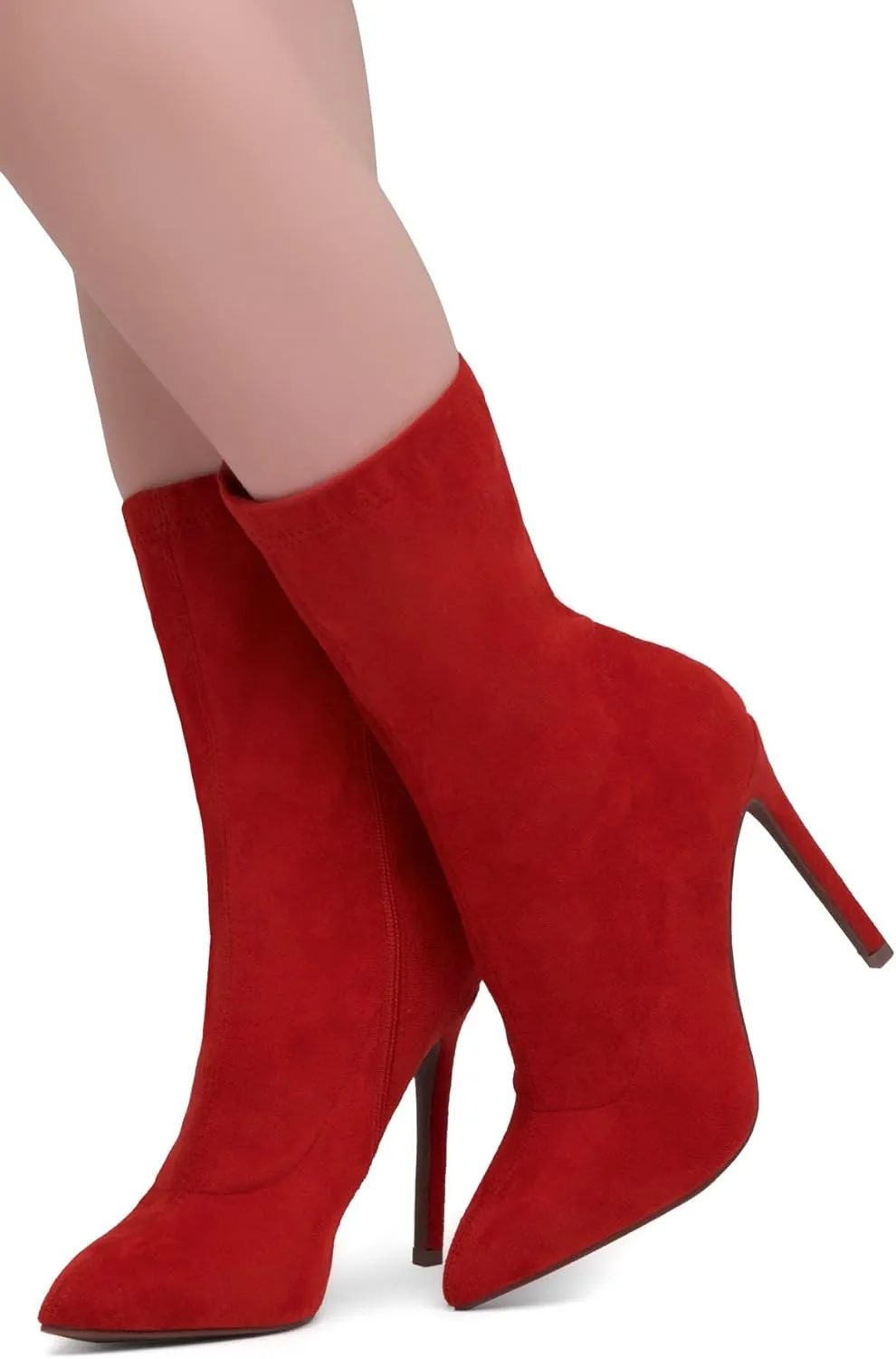 Shoe Land SLJessenie-L Women’s Pointed Toe Stiletto High Heel Ankle Booties Fashion Stretch Dress Boots