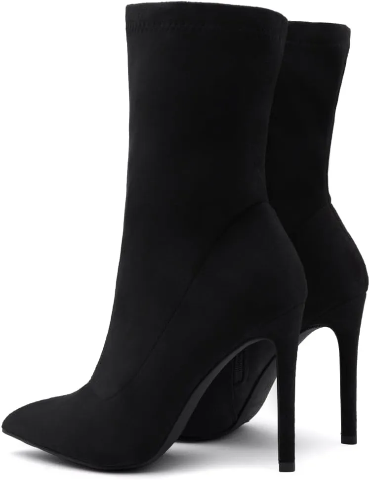 Shoe Land SLJessenie-L Women’s Pointed Toe Stiletto High Heel Ankle Booties Fashion Stretch Dress Boots