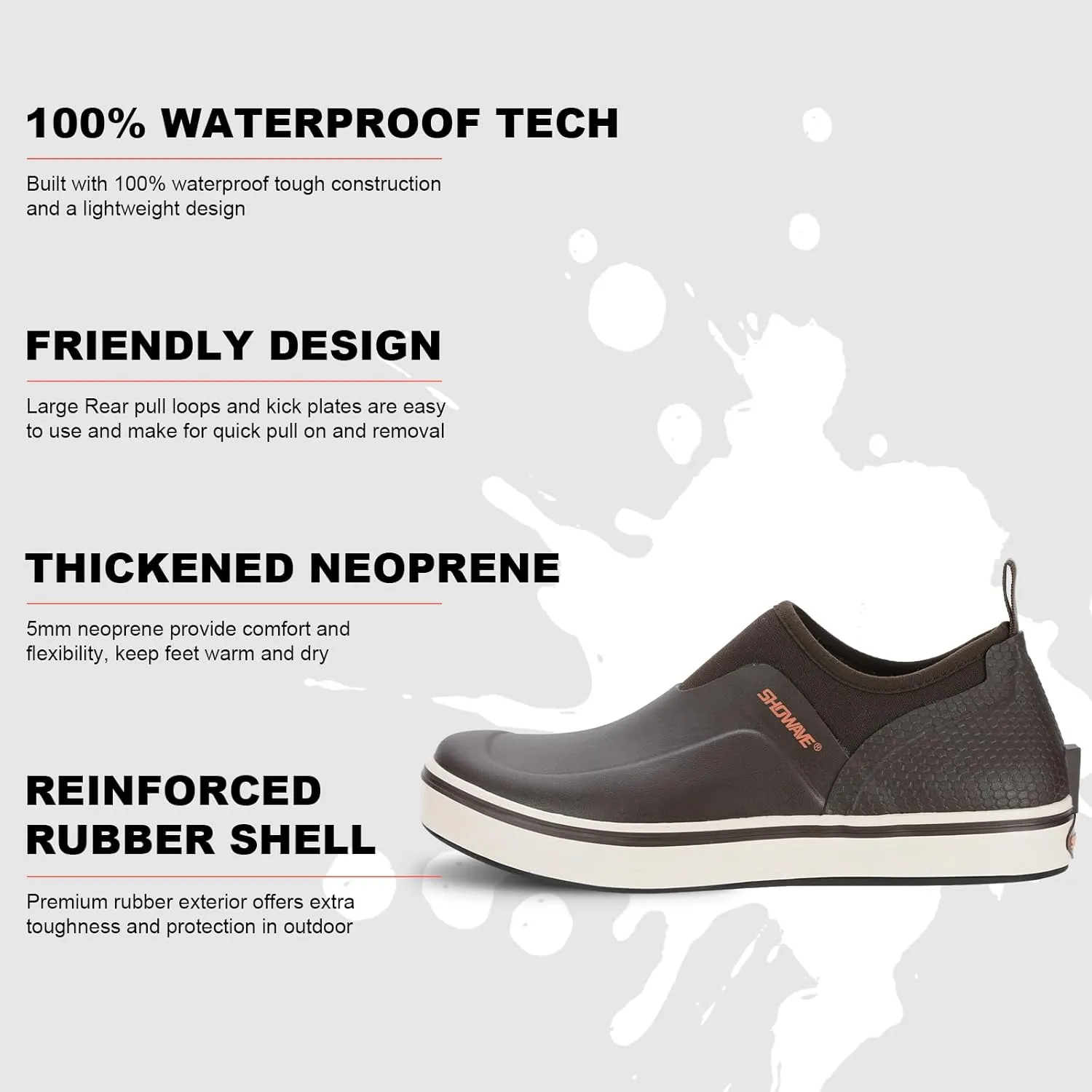Showave Men's Deck Shoes Waterproof Short Rain Boots Breathable Sports Sailing Booties Non-Slip Rubber Boots Low Cut Design for Outdoor Fishing Gardening Walking